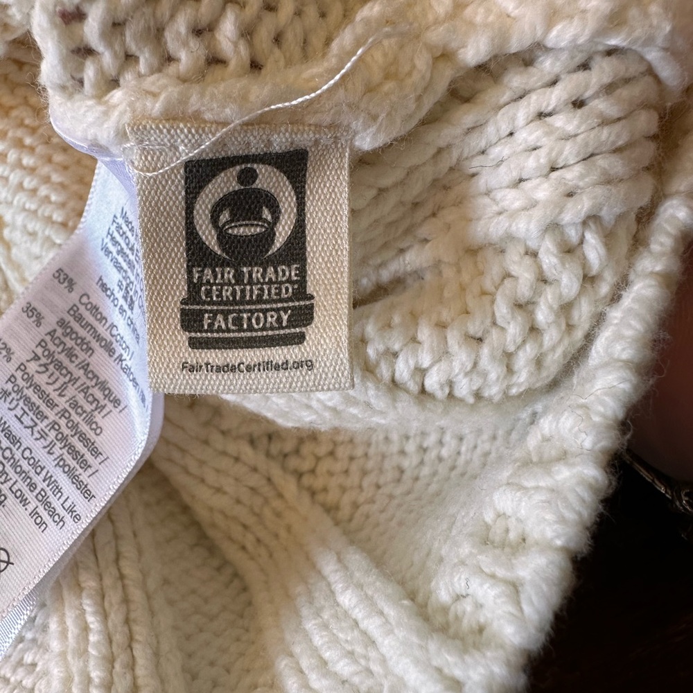 Madewell NWT size XXL V-neck cableknit chunky oversized cream sweater - Picture 11 of 16
